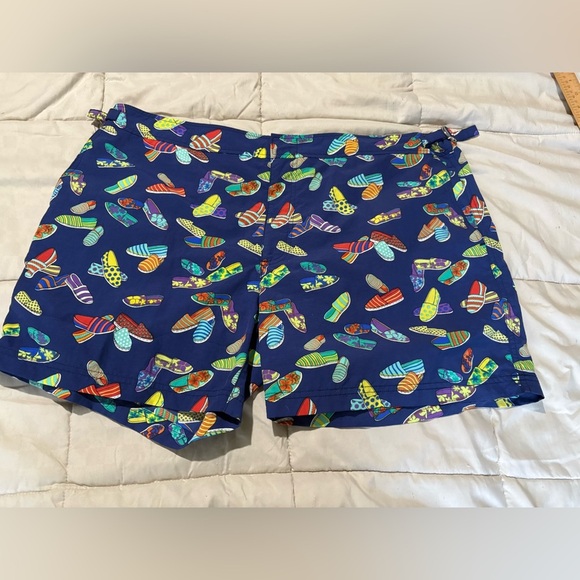 Polo Ralph Lauren size 40 blue fun print swim shorts lined colorful - Picture 2 of 13